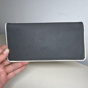 Lacoste Purple Gray Bifold Wallet Petit Piqué Embossed Crocodile Logo
